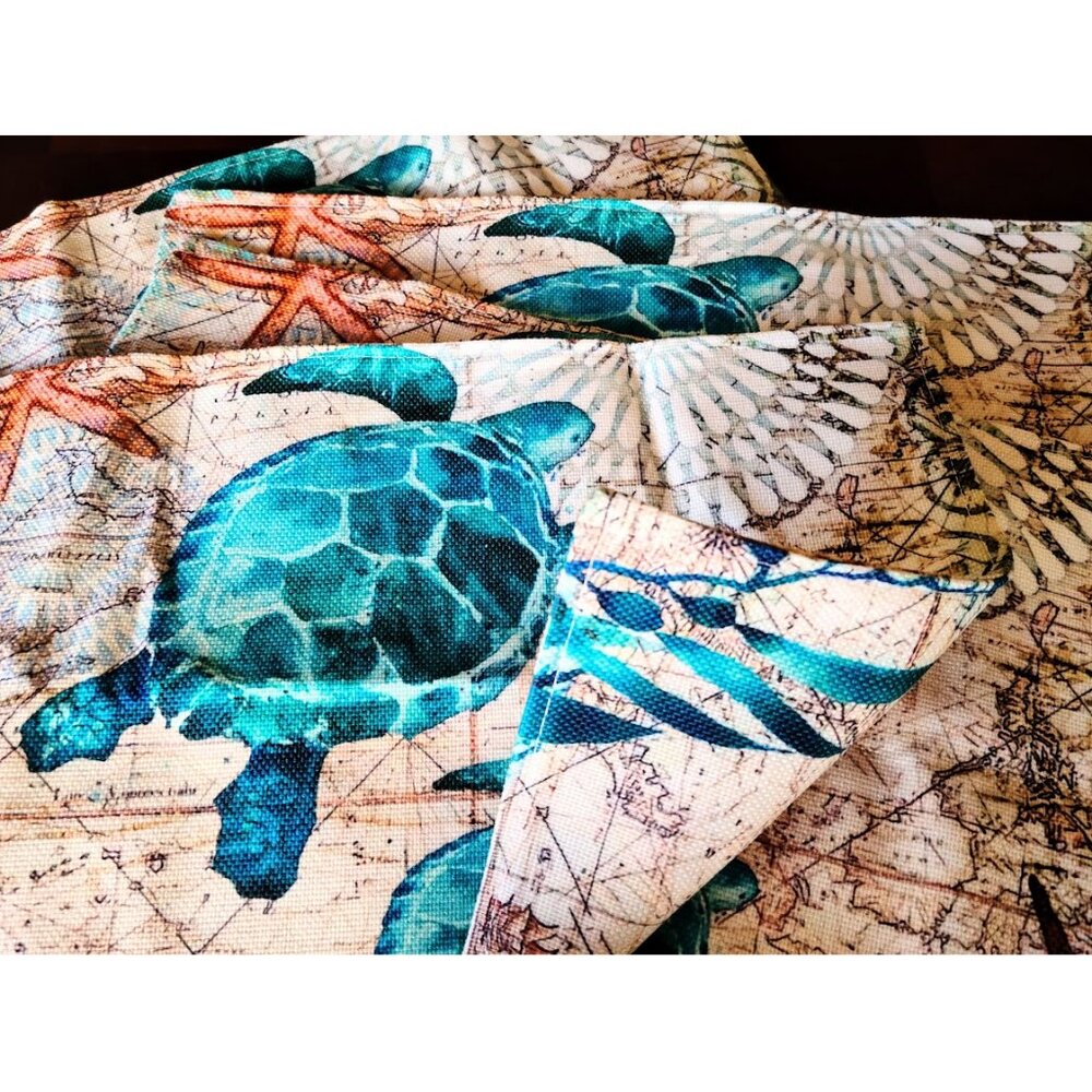 Beach Placemats 8pc Sea Turtle Table Decor Nautical Coastal Dining Decorations - Picture 7 of 14